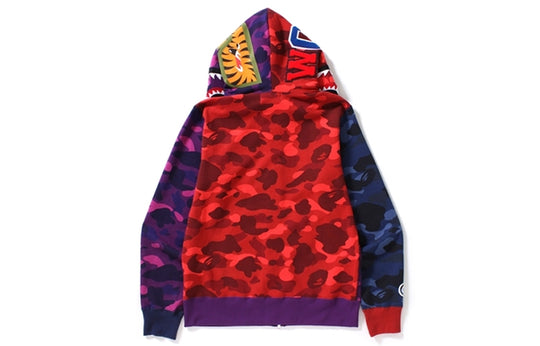 A Bathing Ape Shark Camo Full Zip Hoodie 'Purple Red Blue' 1D70-115-009