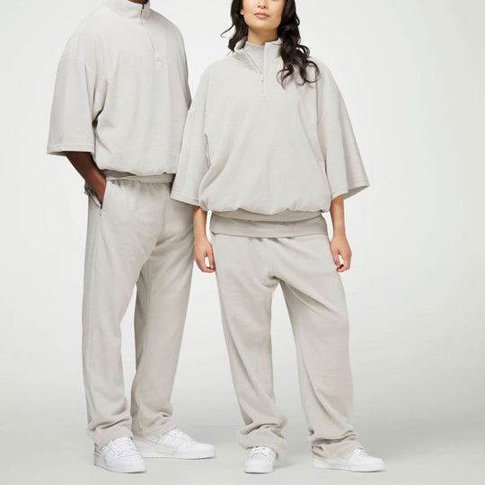 Adidas Basketball Velour Half Zip Sweatshirt White - Mens - Half