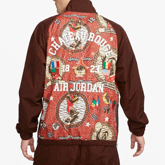 Air Jordan x Maison Chateau Rouge Crossover Printing Splicing Half Zipper Stand Collar Jacket US Edition Light Yellow DO4092-226