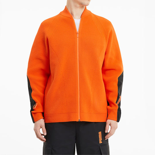 PUMA x Central Saint Martins Crossover Casual Loose Stand Collar Knit Jacket Flame Orange 598588-23