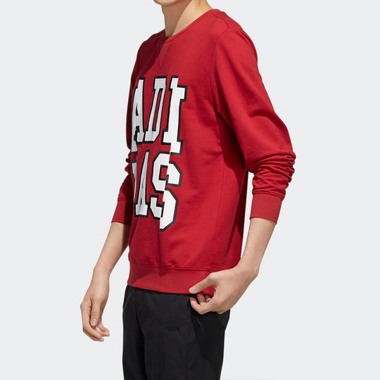 adidas neo Large Logo Printing Round Neck Pullover Red EI6271