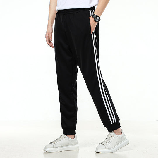 adidas Side Stripe Training Sports Bundle Feet Long Pants Black H31304