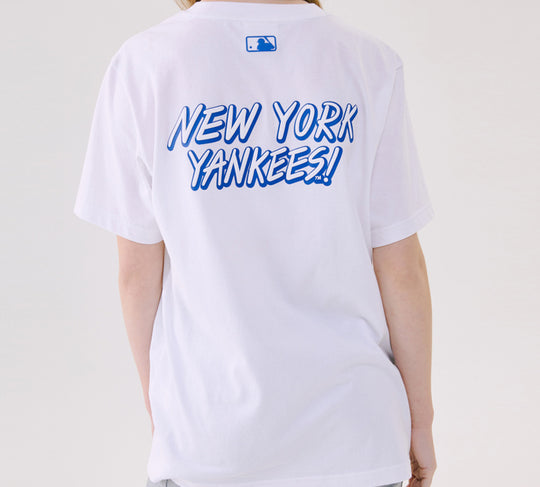 MLB New York Yankees Basic Graffiti Printing Sports Short Sleeve Unisex White 31TS12031-50W