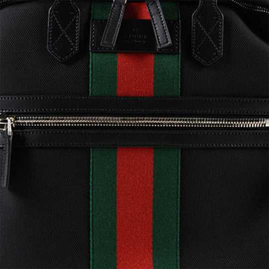 Gucci black logo red striped backpack