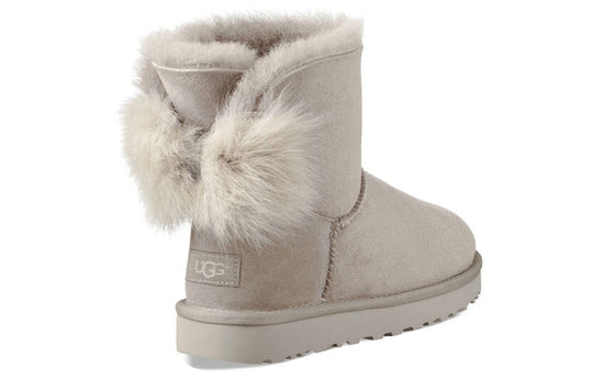 (WMNS) UGG Fluff Bow Mini Fleece Lined light grey 1094967-WILL