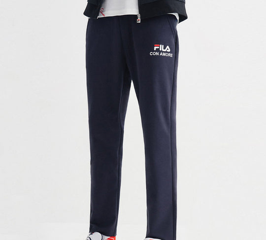 Men's FILA Logo Alphabet Printing Knit Sports Pants Blue F11M028606F-NV Sweat Pants - KICKSCREW