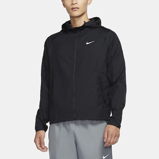 Men's Nike Small Logo Solid Color Hooded Track Jacket Black CU5358-010 ...