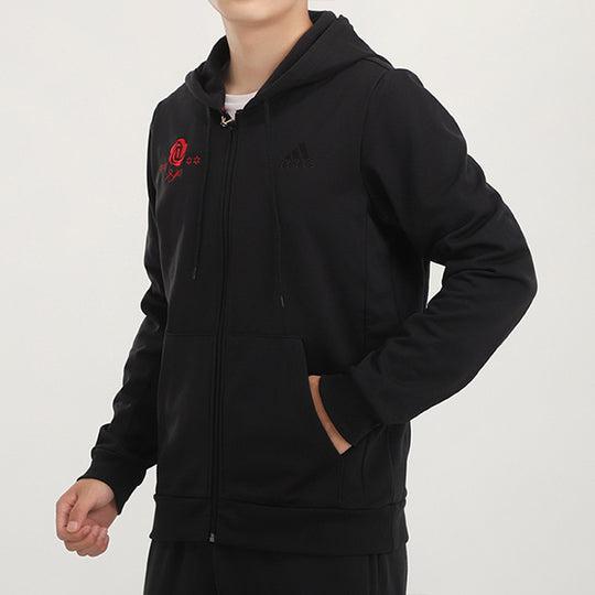 adidas Casual Hooded Sports Jacket Men Black GE2928