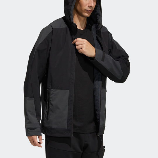 adidas Sports Training Woven Windproof hooded Logo Jacket Black H40220 ...