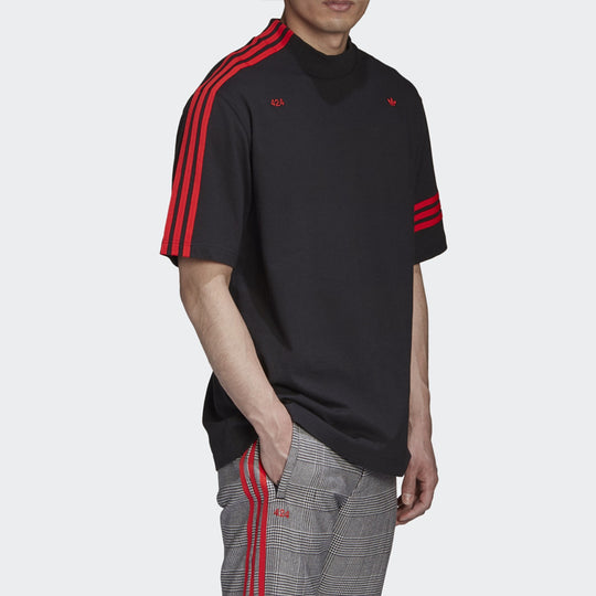 adidas originals x 424 R.Y.V. Tee Crossover ribbed High Collar Loose Short  Sleeve Black FS6236