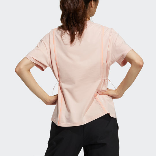 (WMNS) adidas Tech Tee Ribbon Drawstring Solid Color Sports Short Sleeve  Pink T-Shirt GP0594