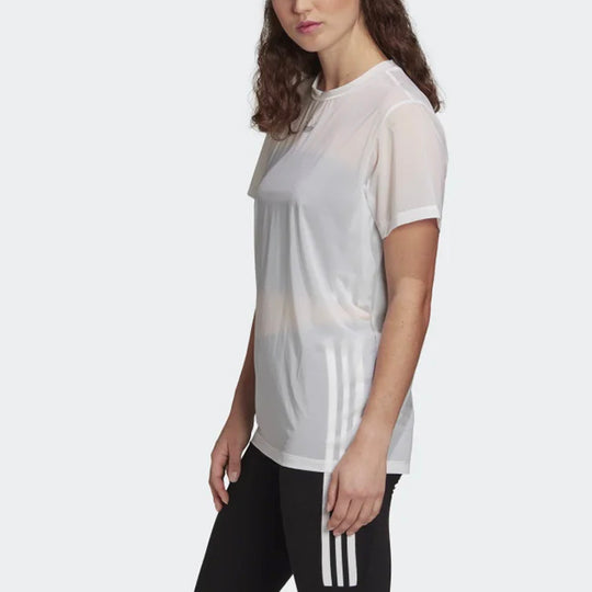 (WMNS) adidas originals Mesh T Shirt Hollow Out Logo Sports Short Sleeve White FM1970