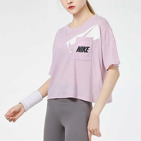 Nike Dri-fit Loose Round Neck Alphabet Short Sleeve Pink Red DC7190-576