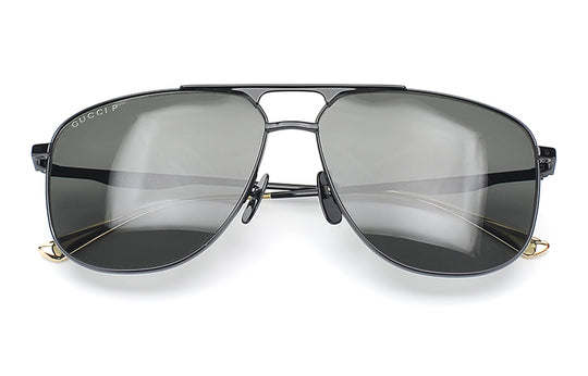 Gucci Round Frame Metallic Sunglasses Asia Edition Black GG0336S-005 ...