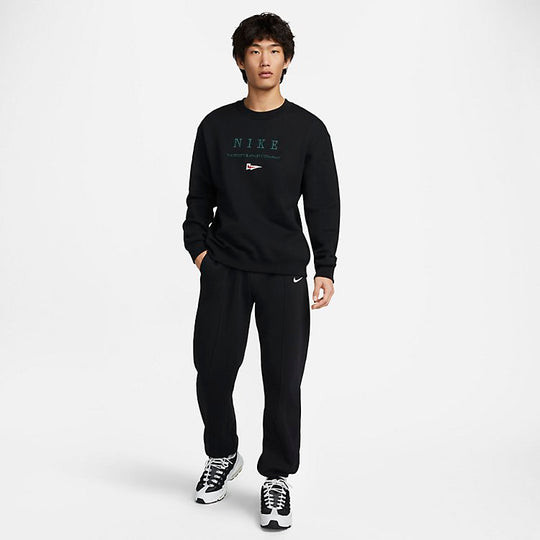 Nike NSW Embroidered Brand Logo Loose Fit Fleece Sweatshirt 'Black' FD ...