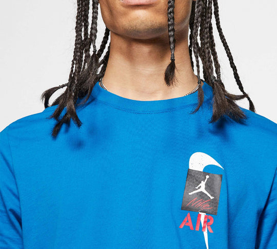 Air Jordan 4 Legacy Printing Pattern Short Sleeve T-shirt Blue CQ8298-460 T-shirts - KICKSCREW