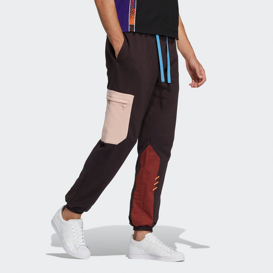 adidas originals Series Contrast Color Stitching Drawstring Sports Pants/Trousers/Joggers Brown HC0344