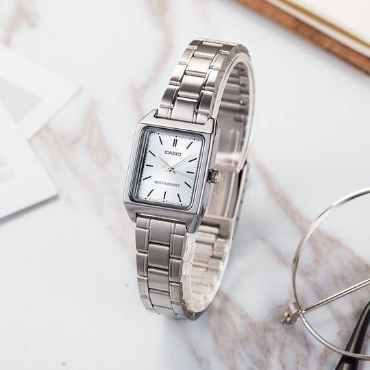 CASIO DRESS Retro Small quartz Watch Silver Analog LTP-V007D-2E