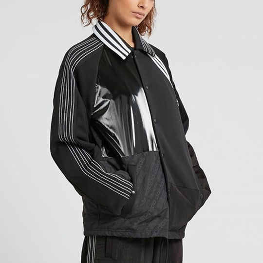 adidas originals x alexander wang Crossover Contrast Color Stitching Stripe  Long Sleeves Logo Jacket Black BP6689