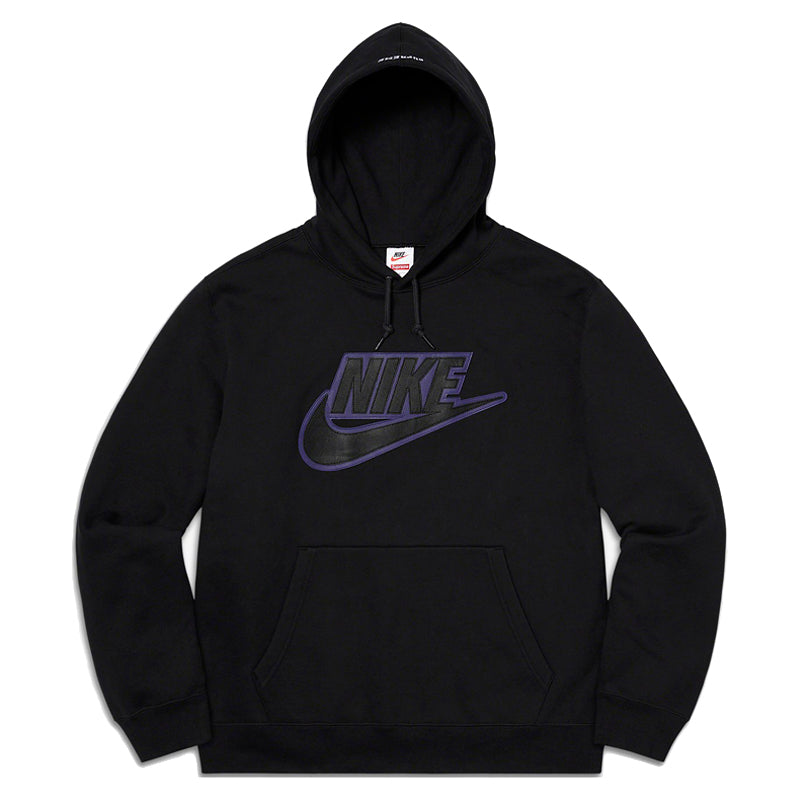 Supreme x Nike Leather Appliqu Hooded Sweatshirt Black 'Black' CK6225-