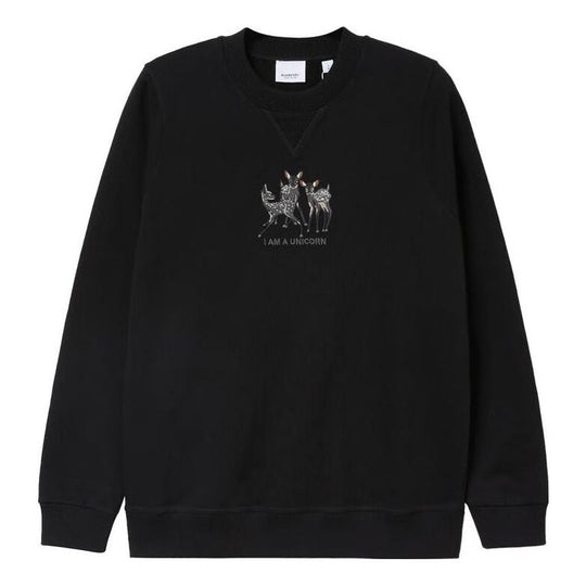 Burberry SS21 Pattern Embroidered Cotton Loose Sports Hoodie Black