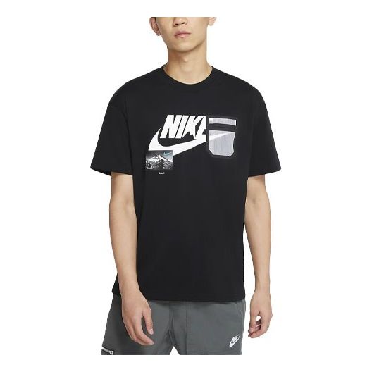 Nike Sportswear logo Printing Cozy Round Neck Short Sleeve Black CZ466 ...