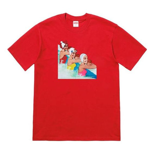 Supreme SS18 Swimmers Tee Red Printing Short Sleeve Unisex SUP