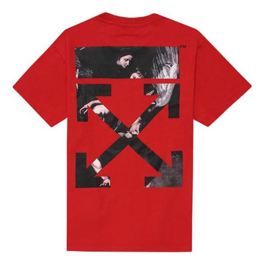 Off-White Painting Arrow Printing Short Sleeve Red OMAA038S201850042088