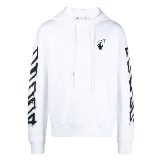 Men's OFF-WHITE SS21 Spray Marker Logo Printing Hoodie Loose Fit White OMBB034S21FLE0040110 Hoodie - KICKSCREW