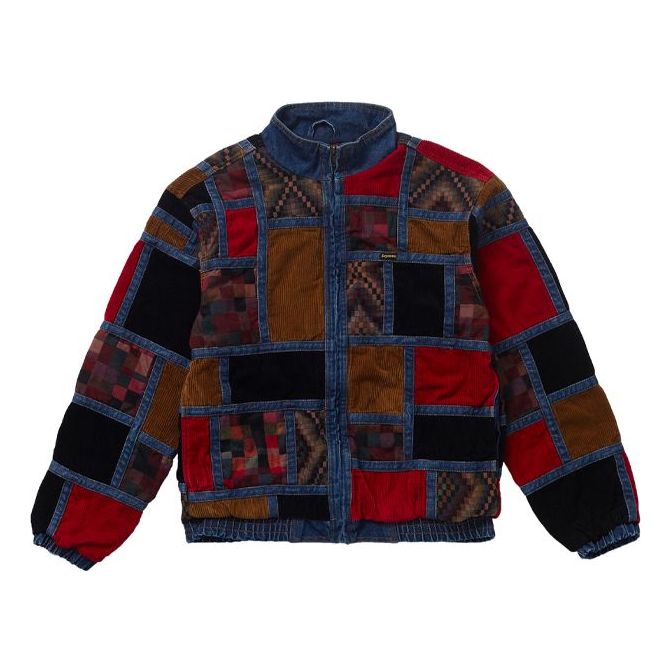 Supreme FW18 Corduroy Patchwork Denim Jacket Washed Blue SUP-FW18