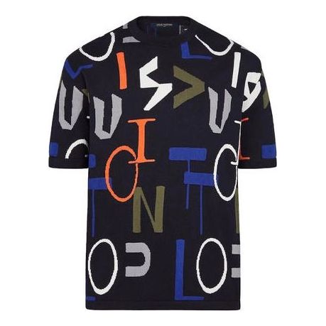 Louis Vuitton Intarsia Football T-Shirt Black for Men