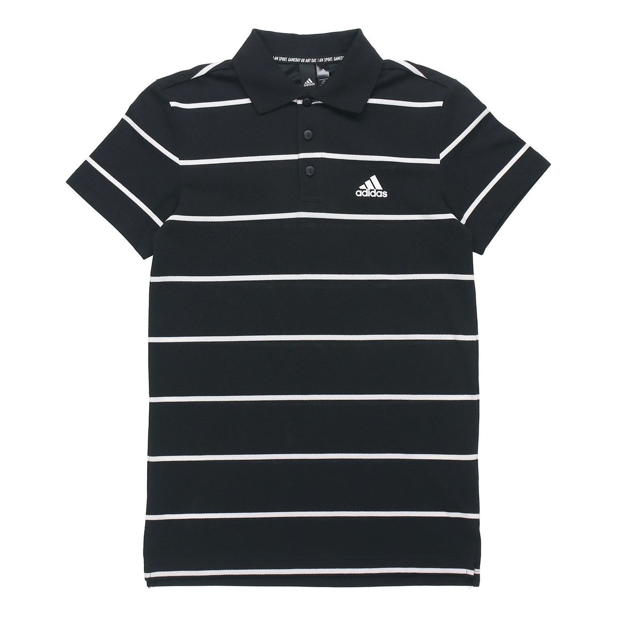 adidas YARN DYE Stripe Short Sleeve Polo Shirt Black FT2836 - KICKS CREW