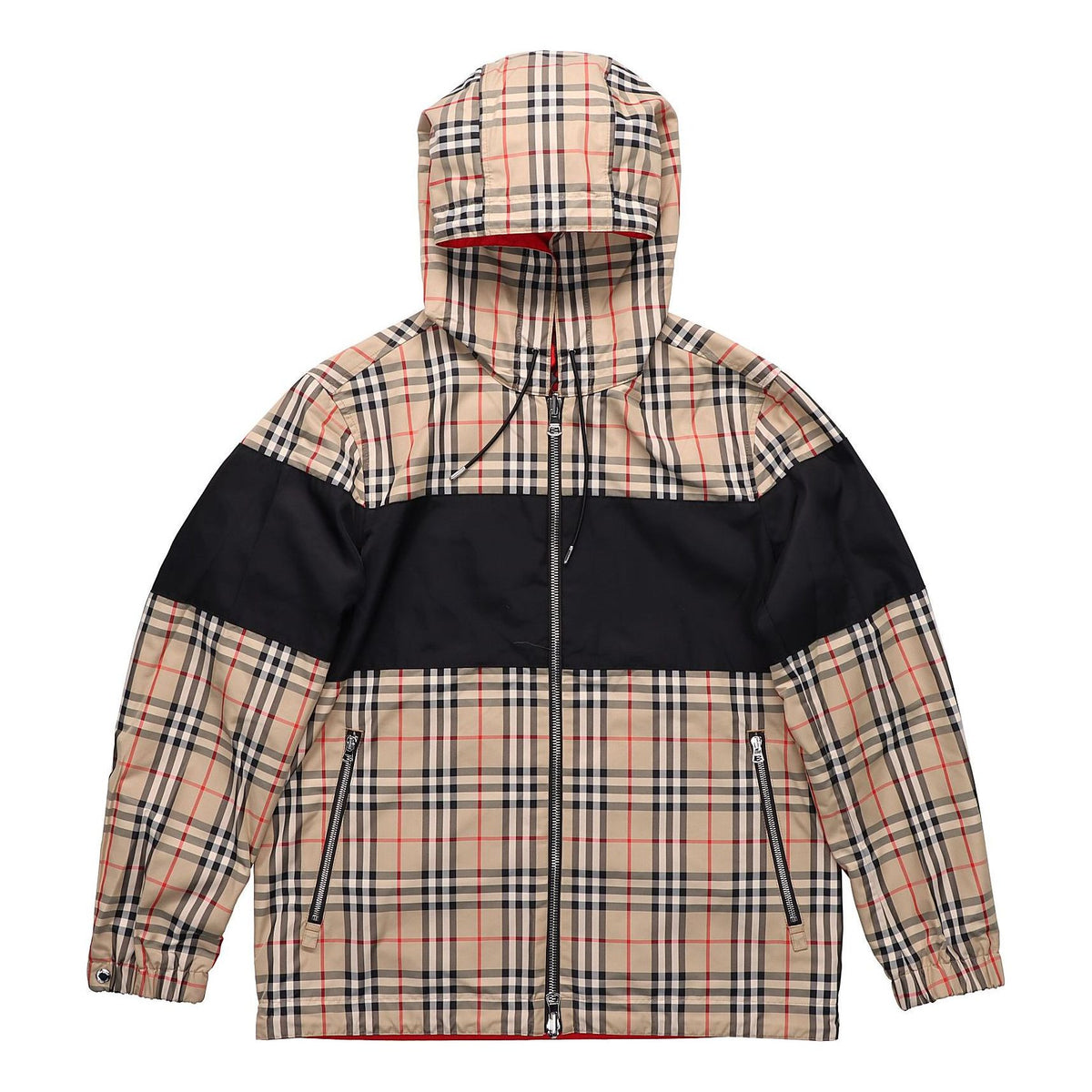 Men's Burberry Double Sided Classic Plaid Hooded Jacket Beige