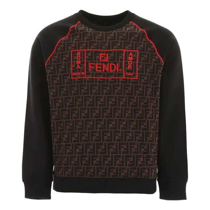 Men's FENDI Alphabet Logo Round Neck Pullover Black FY0992A87EF0BVE ...