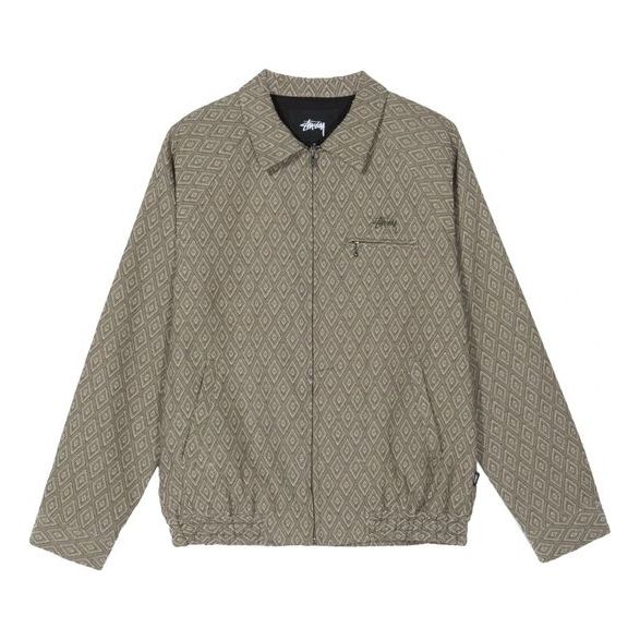 Stussy Bryan Diamond Rhombus Full Print Pattern Unisex Khaki