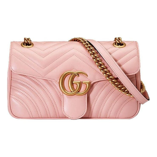 WMNS) GUCCI GG Marmont SeriesSingle Shoulder Bag Small Light Pink