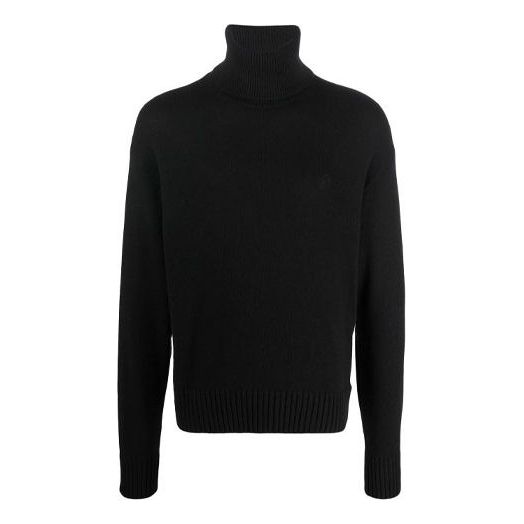 Men's Off-White FW21 Solid Color Basic Loose Wool Sweater Black OMHF02 ...