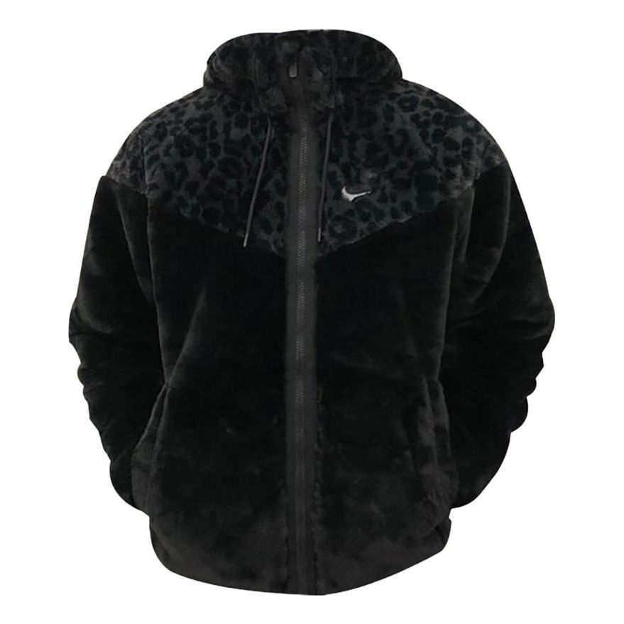 Men's Nike Leopard Print Splicing Brand Logo Printing Zipper Jacket Bl ...