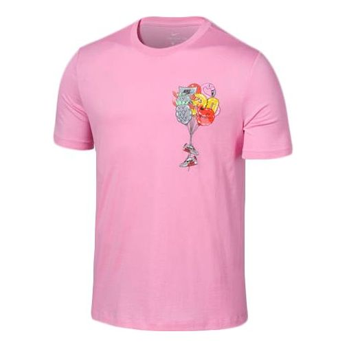 (WMNS) Nike Logo Multi-Color Graffiti Short Sleeve Pink BQ0705-629