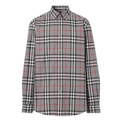 Men's Burberry Plaid Shirt Gray 80288861 - KICKS CREW