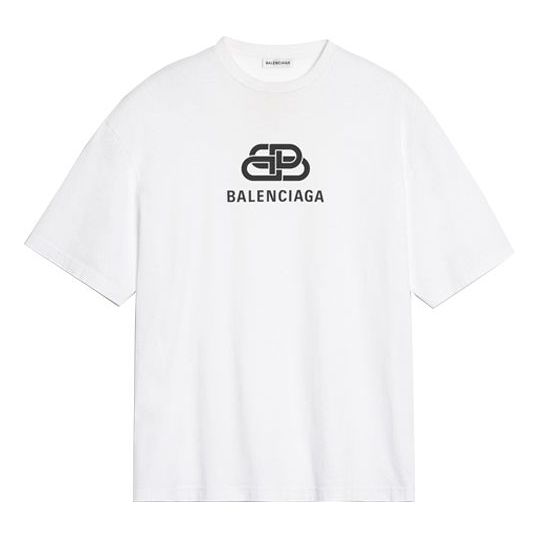 Balenciaga Logo Chest Printing Alphabet Short Sleeve White 570813TEV48 ...