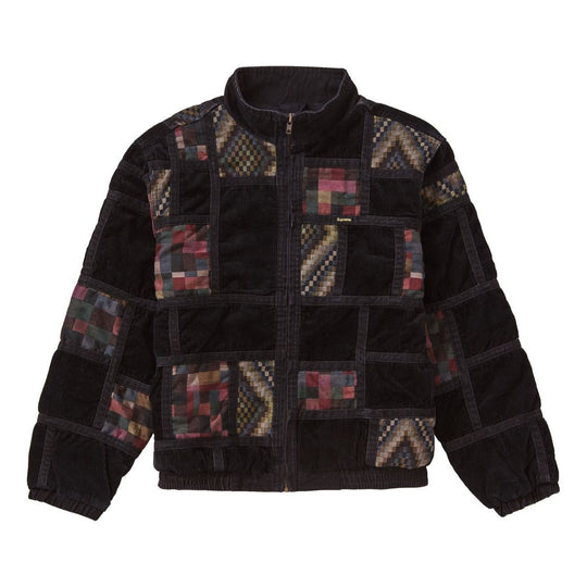 Supreme FW18 Corduroy Patchwork Denim Jacket Washed Black SUP-FW18