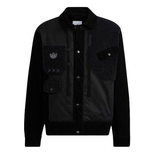 adidas originals x melting sadness Crossover Series logo Casual Splicing Sports Jacket Black HC0347