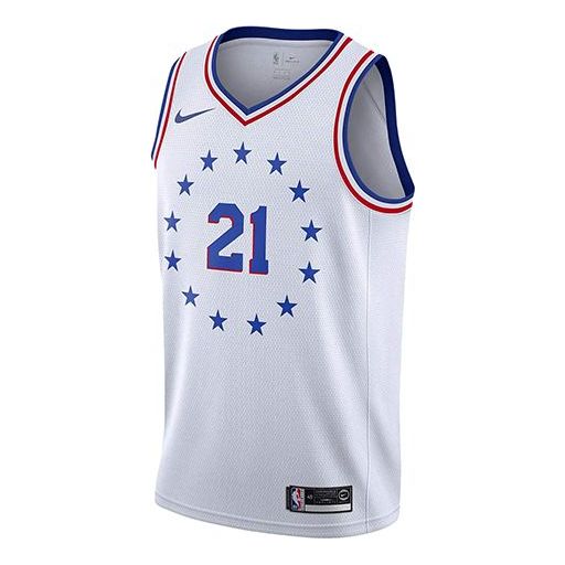 Nike NBA Basketball Sports Vest Philadelphia 76ers 21 White BQ1173-102