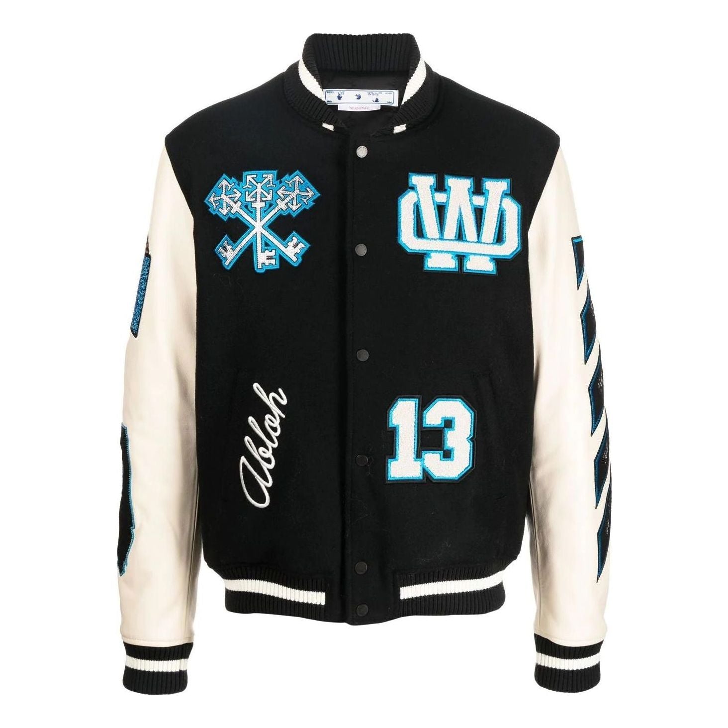 Off-White logo patch varsity jacket 'Black' OMJA097F22LEA0011045-KICKS CREW