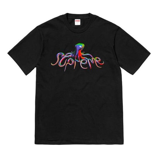 Supreme SS18 Tentacles Tee Black Octopus Printing Short Sleeve Unisex  SUP-SS18-493