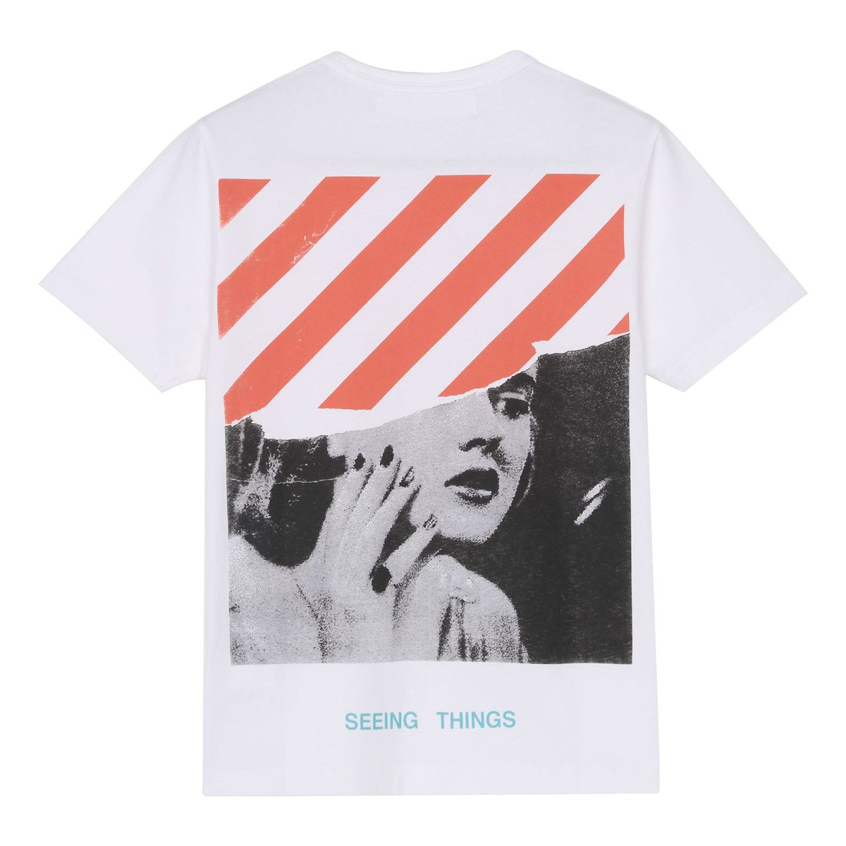 Men's OFF-WHITE Marilyn Monroe Printing Short Sleeve White T-Shirt OMA