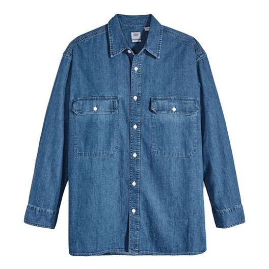 Men's Levis lapel Casual Denim Long Sleeves Shirt Denim 34583-0000 ...