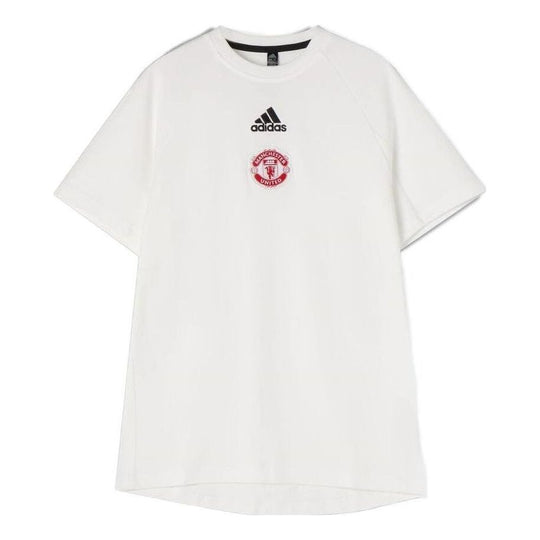 Men's adidas Logo Embroidered Round Neck Pullover Short Sleeve White T-Shirt HE6644