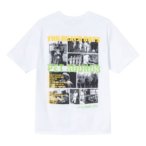 Men's Stussy The Beach Boys Band Photo Short Sleeve Unisex White 39037